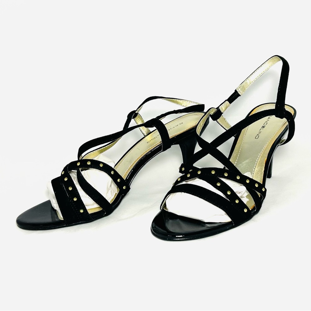 NEW with Defects Size 9M Bandolino Kipp Black Suede Studded High Heel Sandals